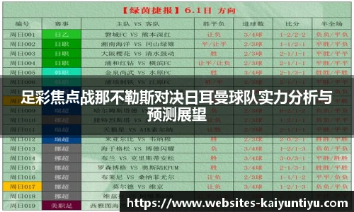 足彩焦点战那不勒斯对决日耳曼球队实力分析与预测展望